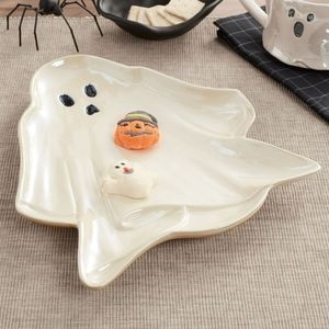 Halloween Ghost Shaped Glazed Ceramic Serving Tray